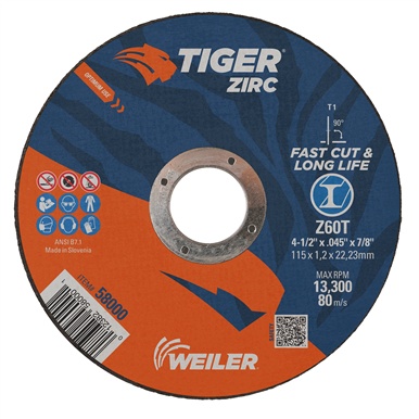 Picture of Weiler Abrasive 4-1/2 X .045 X 7/8 Tiger Wheel Wheel Cut Off